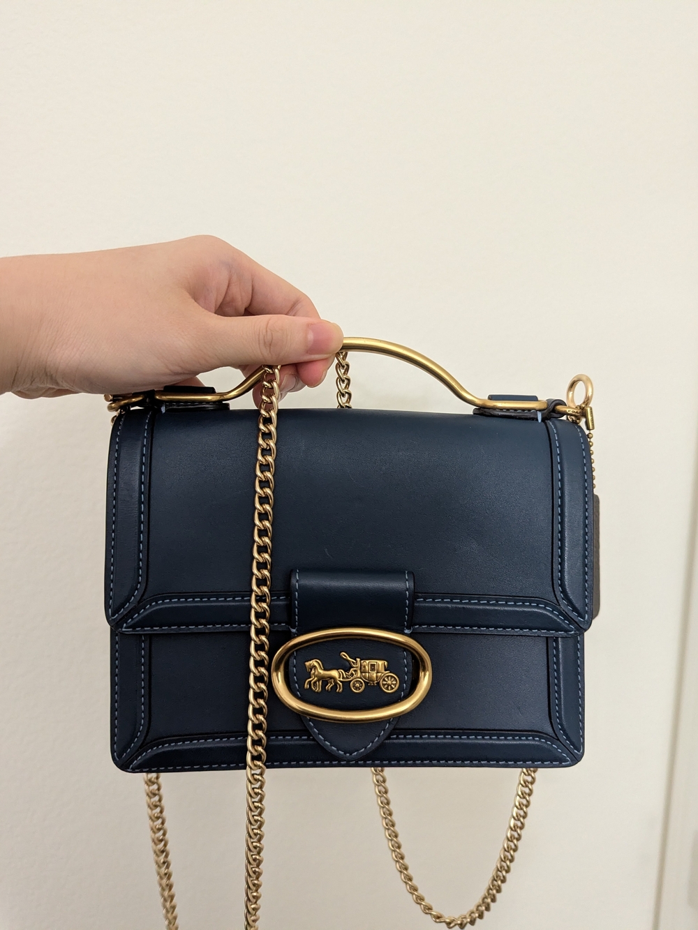 Coach 1941 Riley 18 Peacock Blue Leather Top Handle Bag 74615 Pre-owned EUC